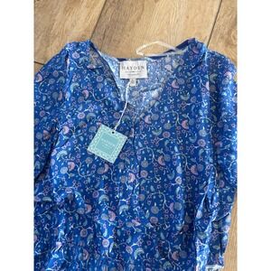 Hayden Los Angeles Blue Floral Romper Bell Sleeve Surplice V-Neck NWT Small